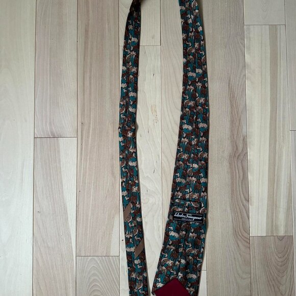 Salvatore Ferragamo Silk Tie – Whippet/Greyhound Print, Made in Italy - Picture 3 of 8